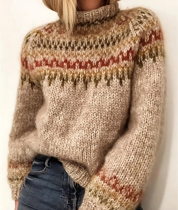 CALORA_ Winter trui met patroon en halve hals