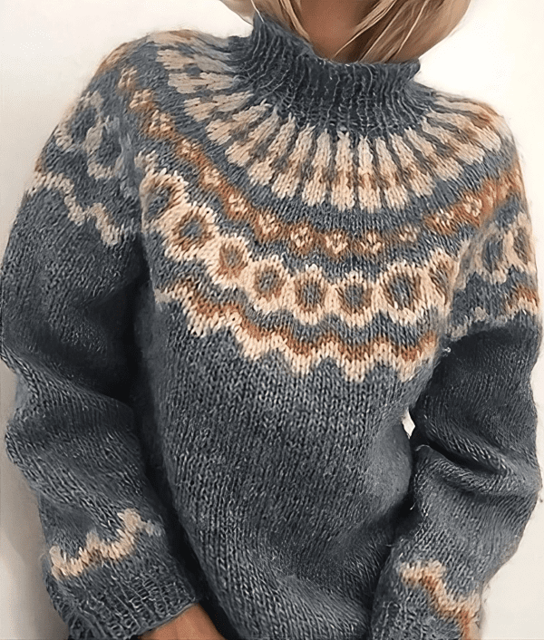 CALORA_ Winter trui met patroon en halve hals