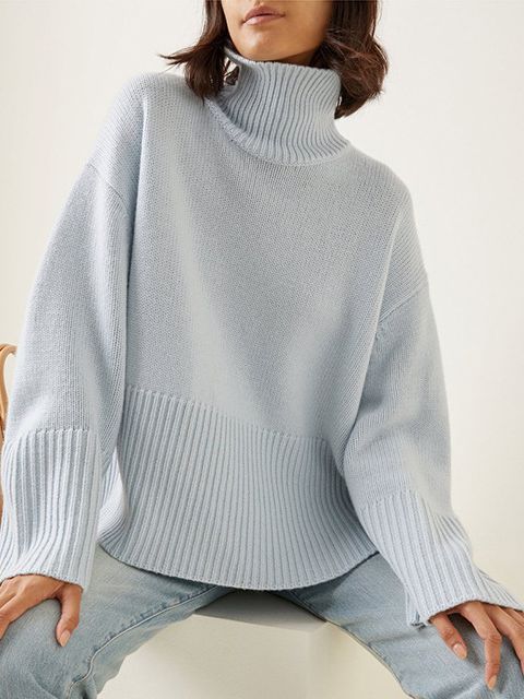 CALORA_ Wintergebreid Damessweater met Col, Losse Zoom en Split
