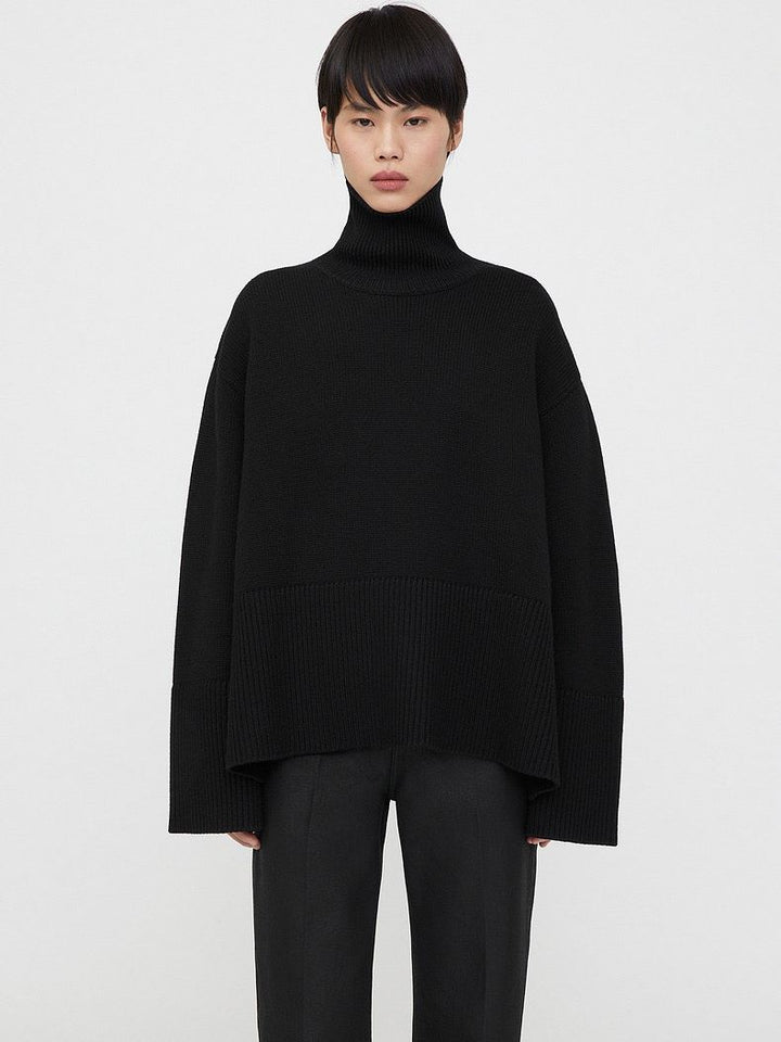 CALORA_ Wintergebreid Damessweater met Col, Losse Zoom en Split