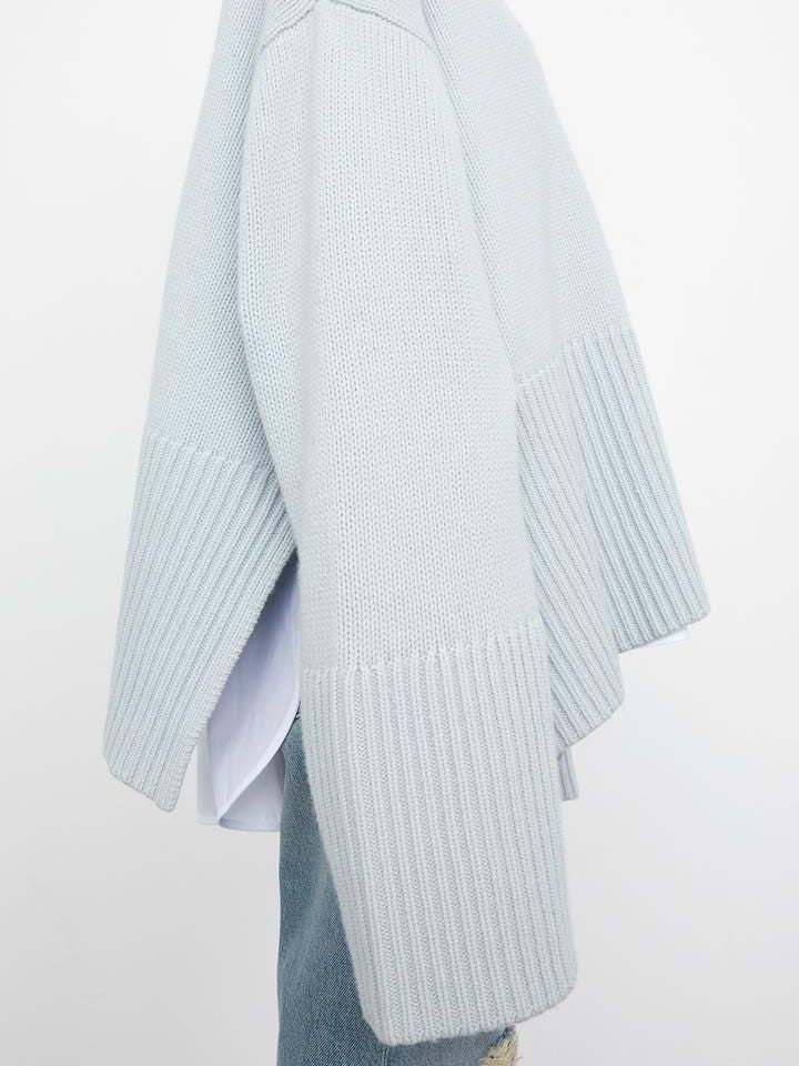 CALORA_ Wintergebreid Damessweater met Col, Losse Zoom en Split