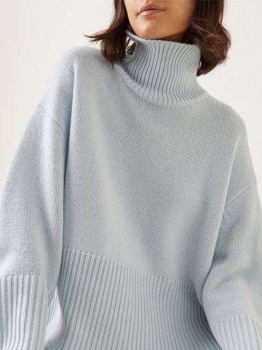 CALORA_ Wintergebreid Damessweater met Col, Losse Zoom en Split