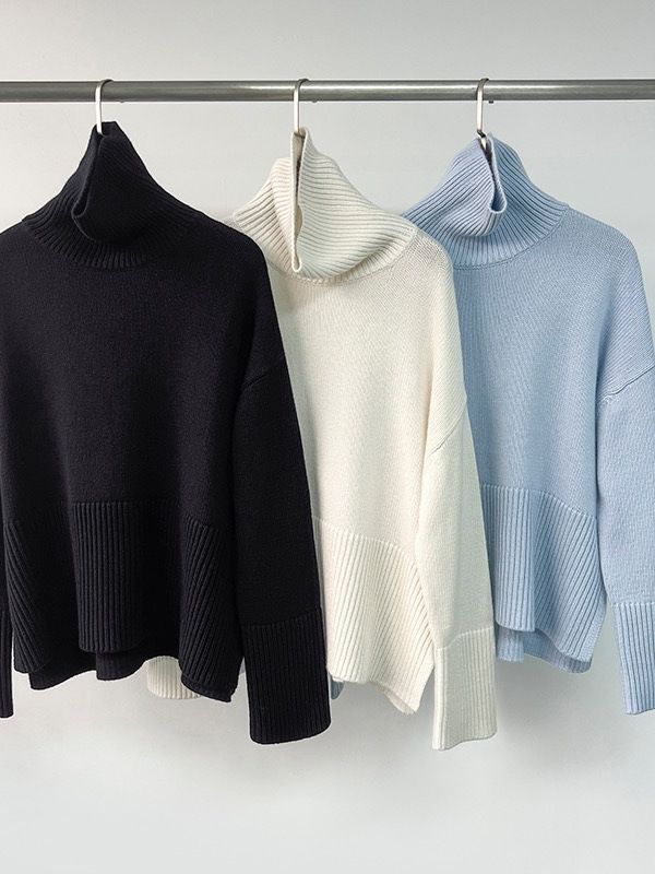 CALORA_ Wintergebreid Damessweater met Col, Losse Zoom en Split