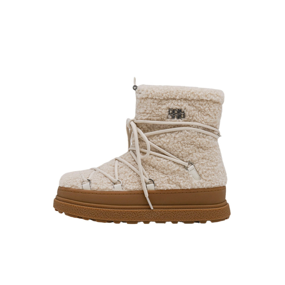 CALORA_ Winterse Dames Snowboots met Warm Voering en Antislip Zolen in Wit