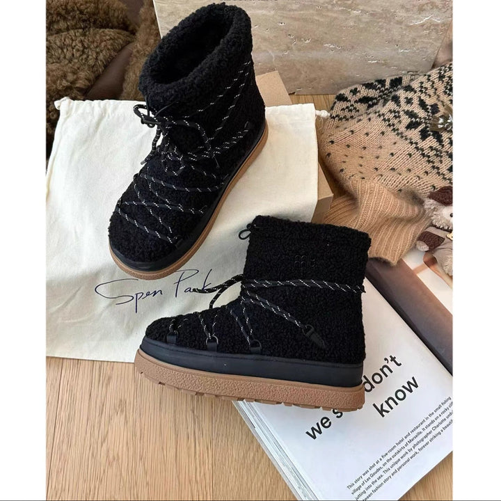 CALORA_ Winterse Dames Snowboots met Warm Voering en Antislip Zolen in Wit