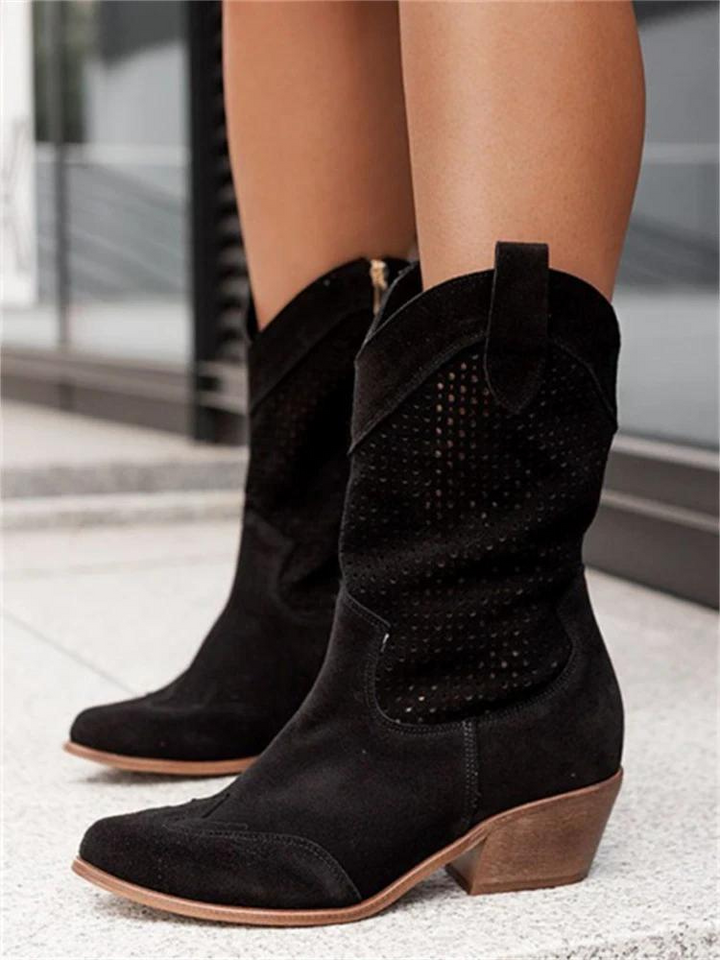 CALORA_ Witte Cowboylaarzen Met Western Flair En Perforaties