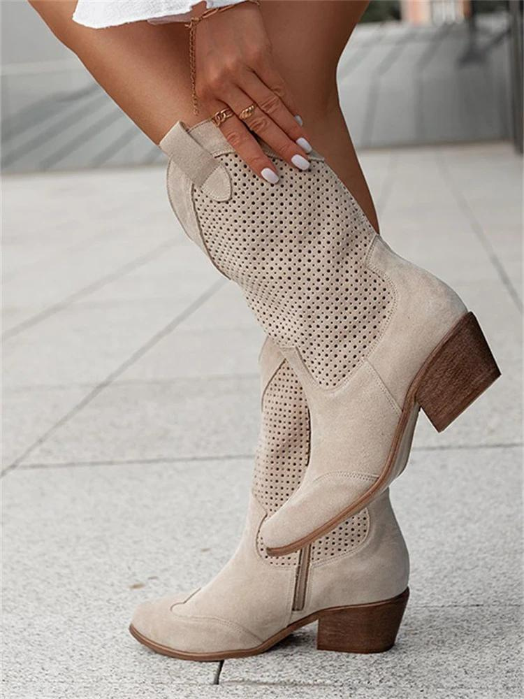 CALORA_ Witte Cowboylaarzen Met Western Flair En Perforaties