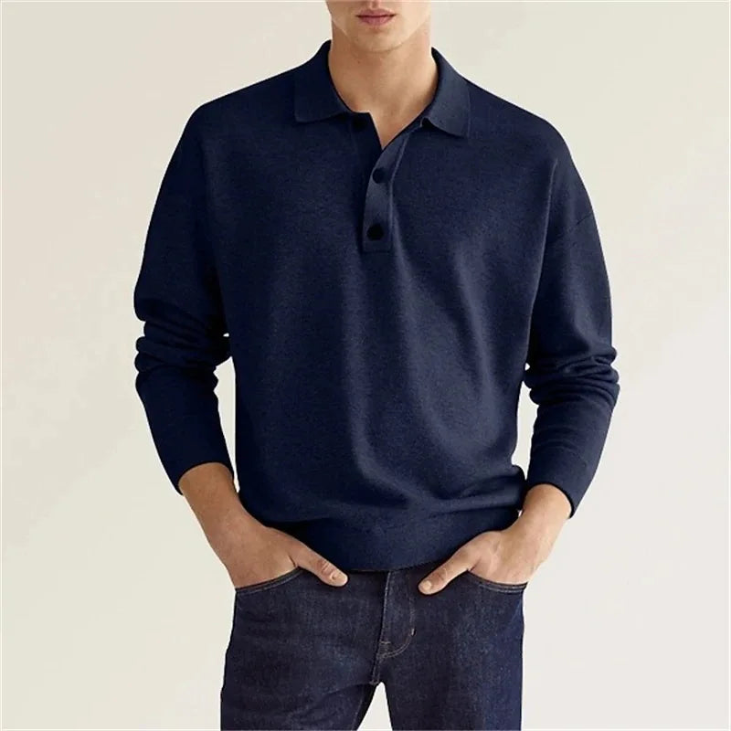 CALORA_ Wollen Polo van Katoen met Klassieke Kraag en Tijdloze Stijl
