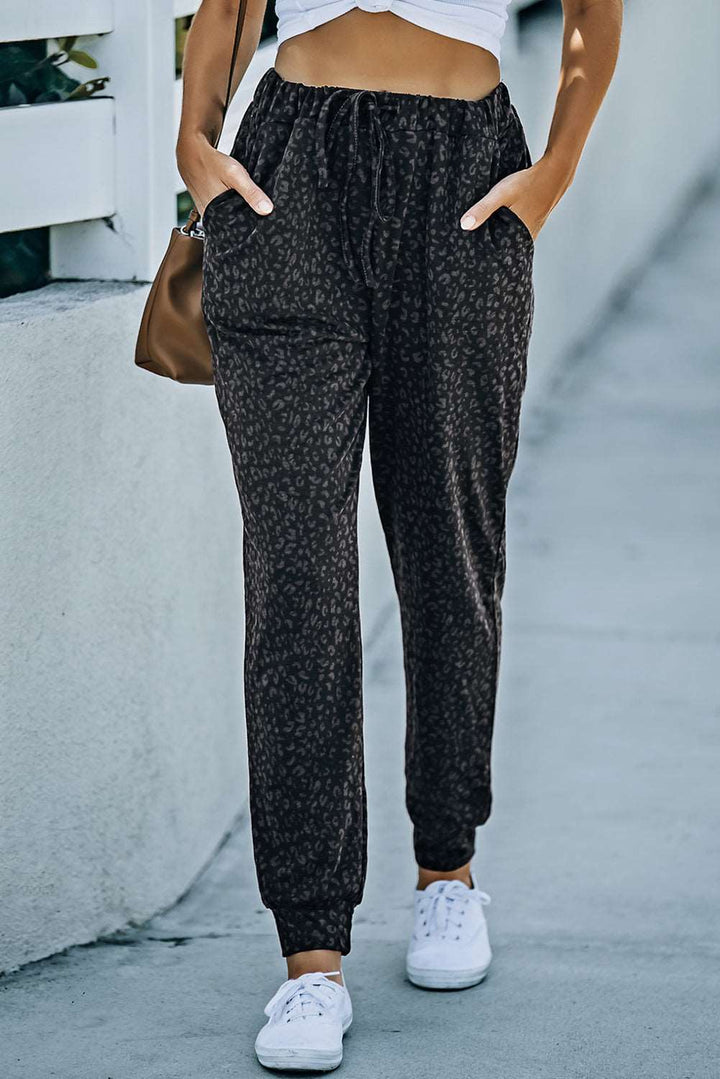 CALORA_ Yasmine | Luipaardprint Joggingbroek met zakken