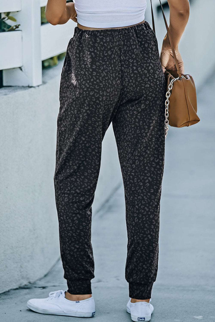 CALORA_ Yasmine | Luipaardprint Joggingbroek met zakken