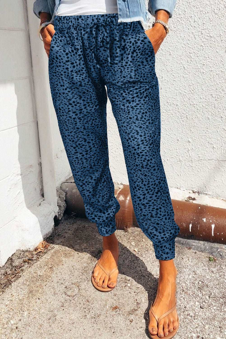 CALORA_ Yasmine | Luipaardprint Joggingbroek met zakken