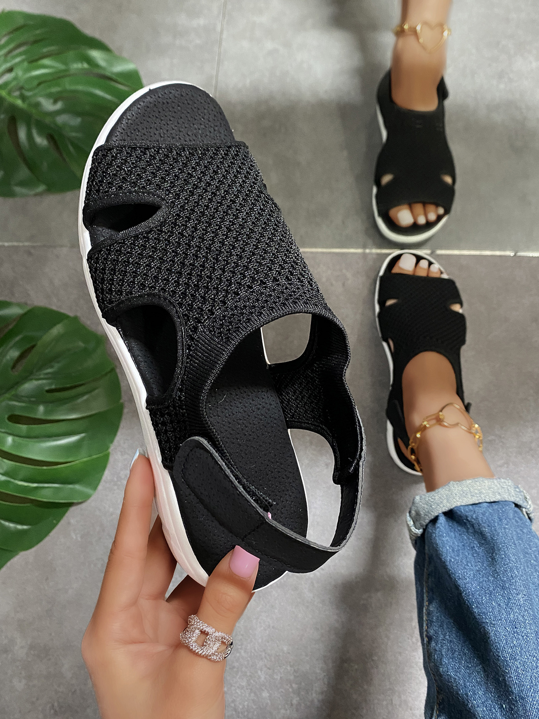 CALORA_ Zachte en Comfortabele Sandalen voor Dames met Stretchmateriaal