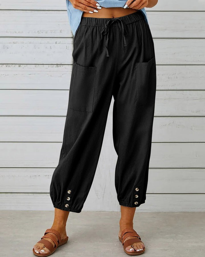 Zafina | Hoge Taille Broek - Zwart - #Calora#