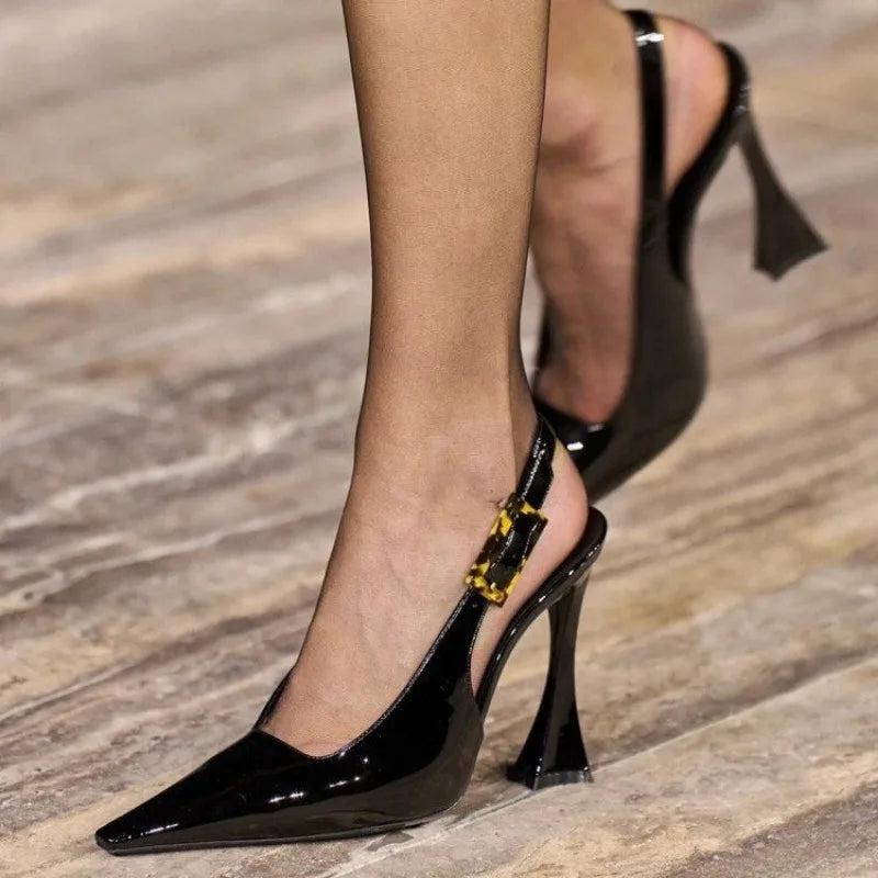 CALORA_ Zarielle | Sexy en stijlvolle leren edgy hoge hakken