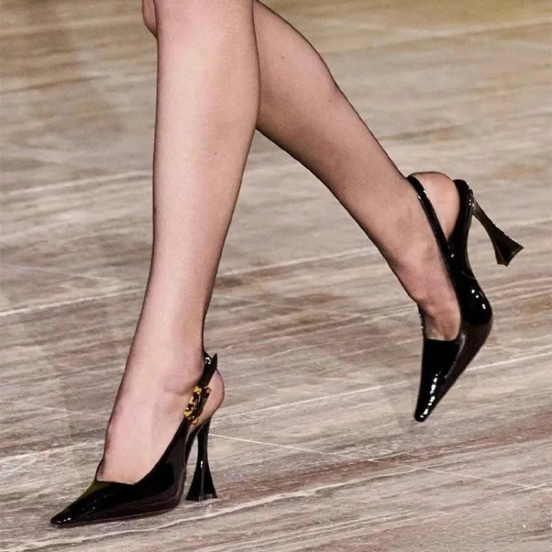 CALORA_ Zarielle | Sexy en stijlvolle leren edgy hoge hakken
