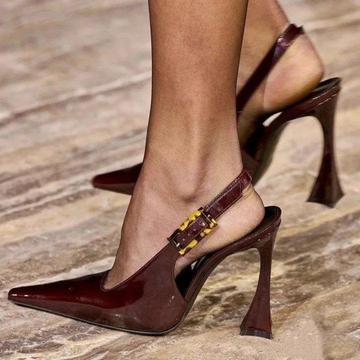CALORA_ Zarielle | Sexy en stijlvolle leren edgy hoge hakken