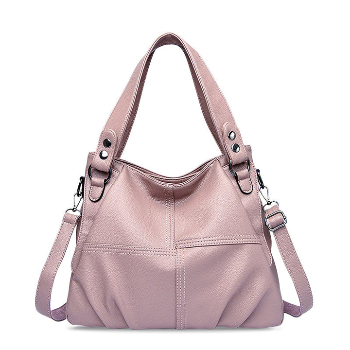 CALORA_ Zwarte Vegan Leren Handtas met Schouderriem en Stijlvol Design