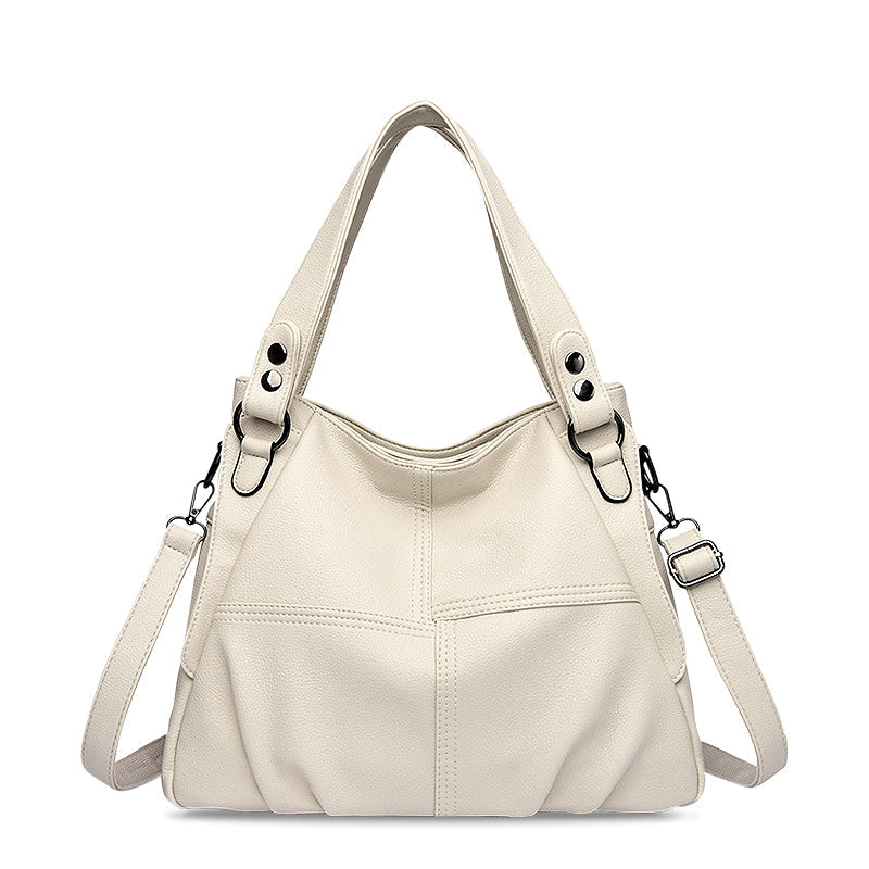 CALORA_ Zwarte Vegan Leren Handtas met Schouderriem en Stijlvol Design