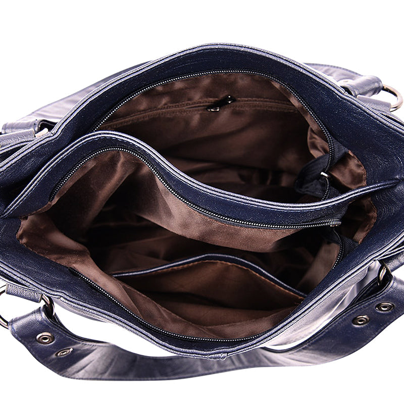 CALORA_ Zwarte Vegan Leren Handtas met Schouderriem en Stijlvol Design