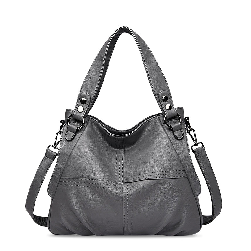 CALORA_ Zwarte Vegan Leren Handtas met Schouderriem en Stijlvol Design