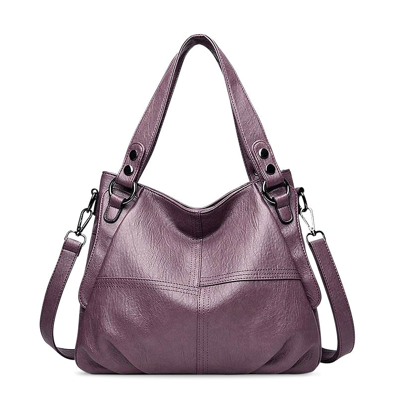 CALORA_ Zwarte Vegan Leren Handtas met Schouderriem en Stijlvol Design