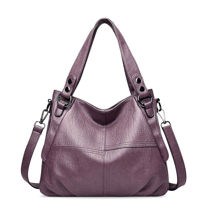 CALORA_ Zwarte Vegan Leren Handtas met Schouderriem en Stijlvol Design