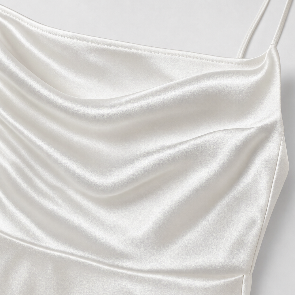 De Laure Satijnen Open-Rug Jurk-Zomer Jurken-Calora Mode-Wit-S-Calora