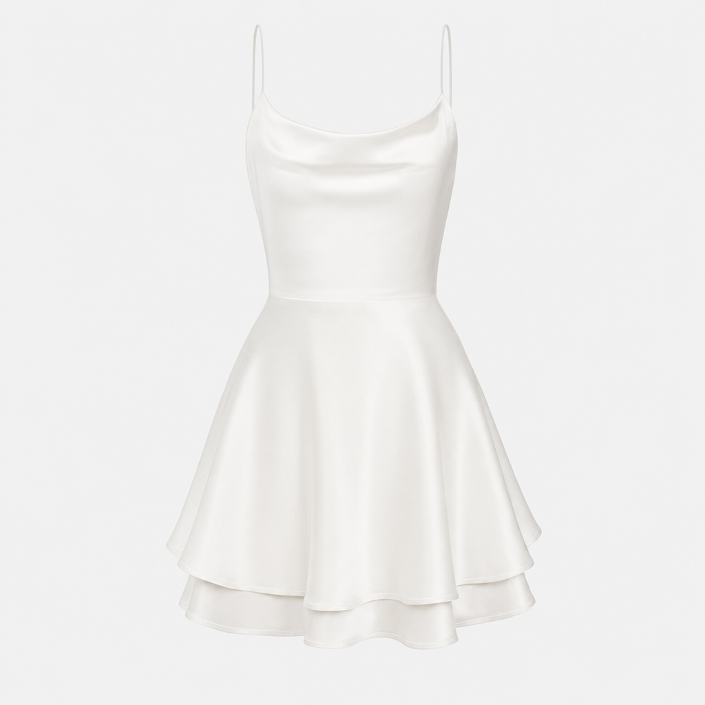 De Laure Satijnen Open-Rug Jurk-Zomer Jurken-Calora Mode-Wit-S-Calora
