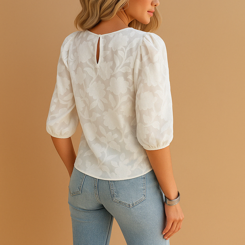 CALORA_ Bloementop Dames met Flatterende Pasvorm en Elegante Stijl
