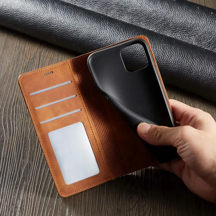 CALORA_ Magnetische PU Leder Hoes voor Smartphone met Stijlvol Ontwerp