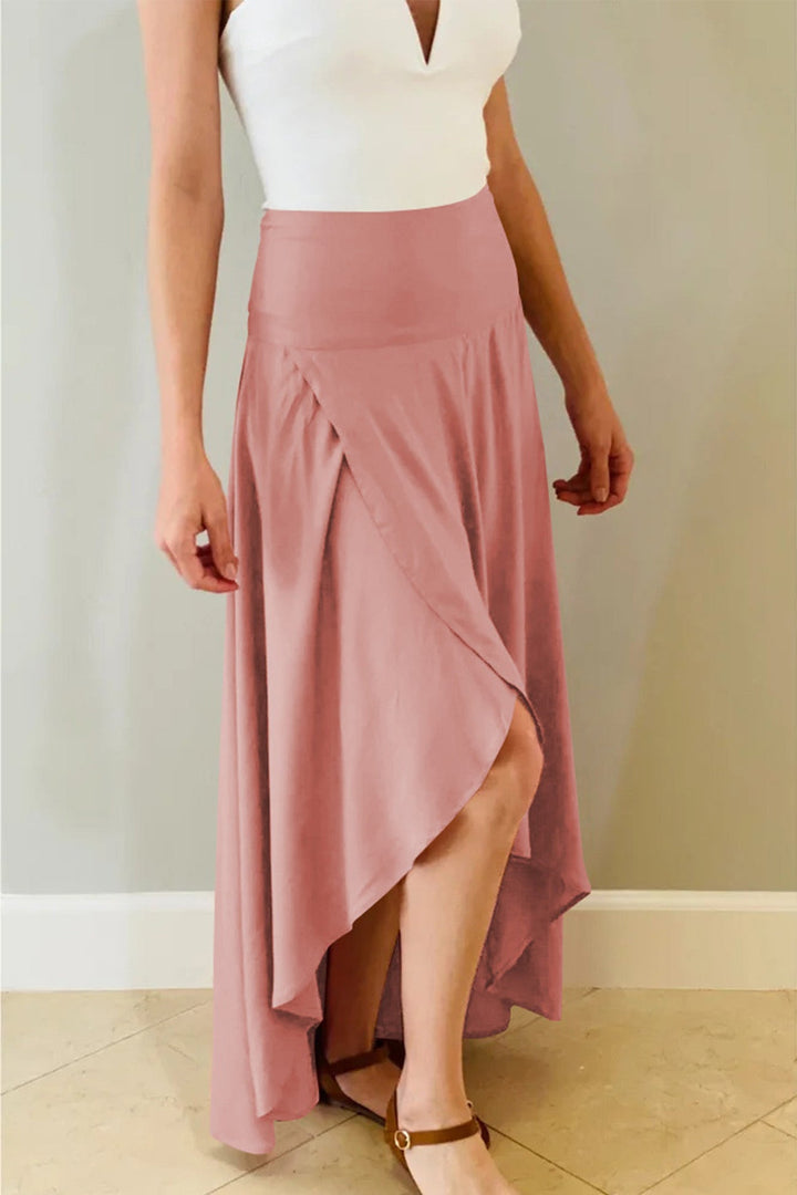 Ravina | Elegante onregelmatige ruches split midi-Rok