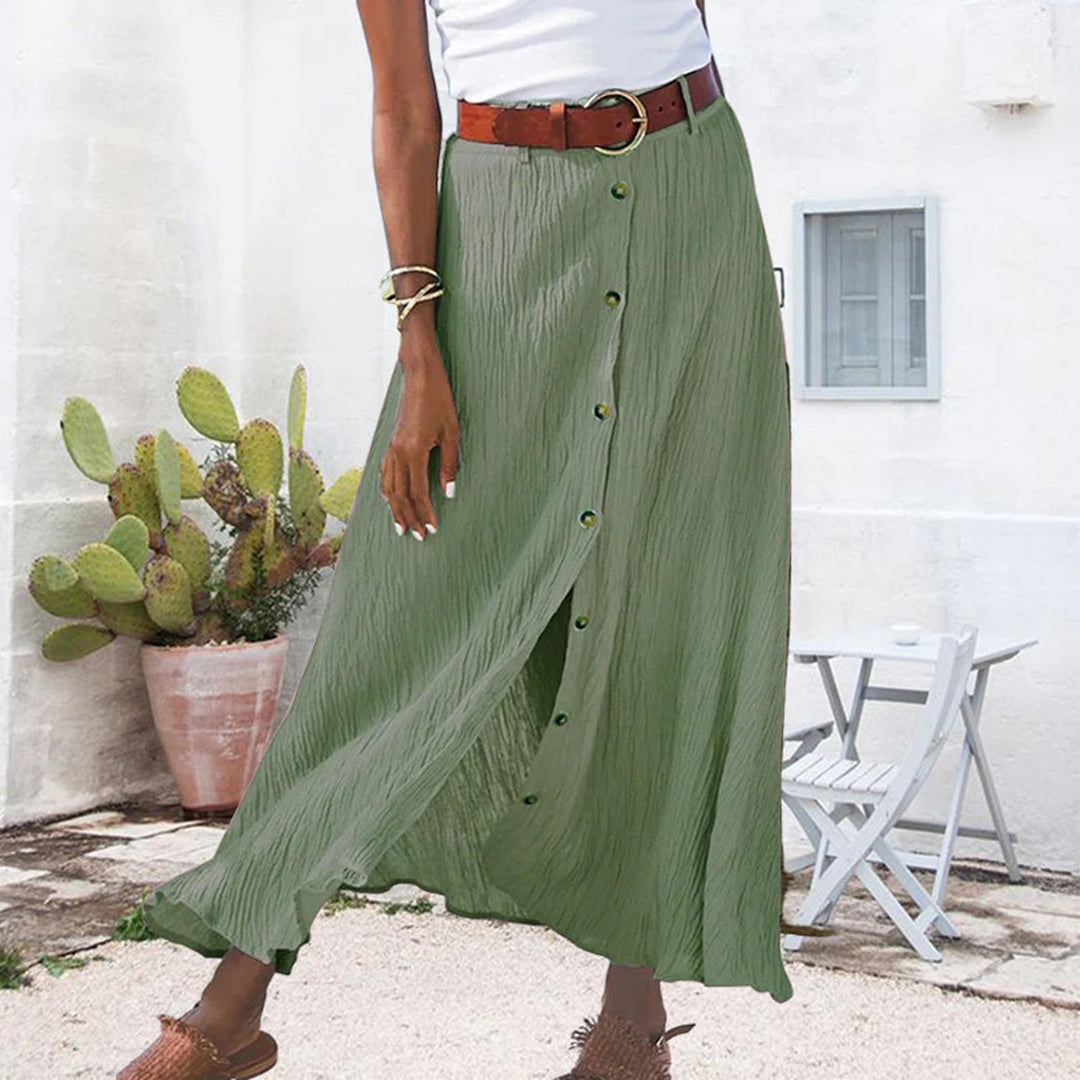 CALORA_ Ula - Maxi-rok met knoopsluiting