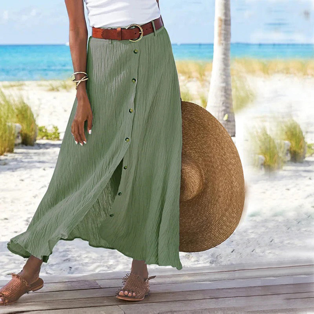CALORA_ Ula - Maxi-rok met knoopsluiting