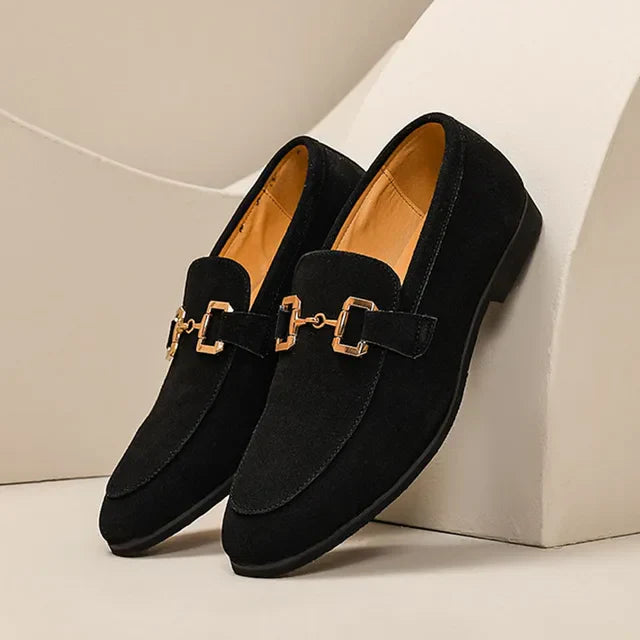 Bossélio | Suède Loafers met Metaal Gesp Detail