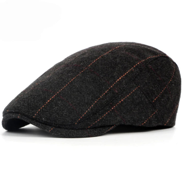 Wollen Beret Hoed Retro Ruit Patroon