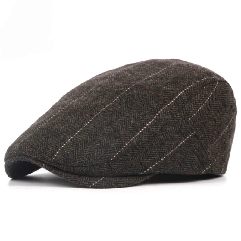 Wollen Beret Hoed Retro Ruit Patroon