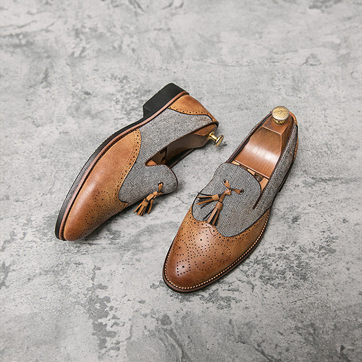 Silvano | Tweed slip-on Loafers met Kwastje en stiksels