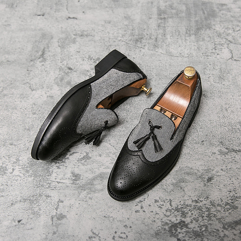 Silvano | Tweed slip-on Loafers met Kwastje en stiksels