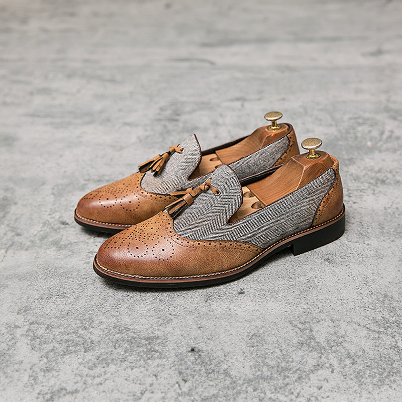 Silvano | Tweed slip-on Loafers met Kwastje en stiksels