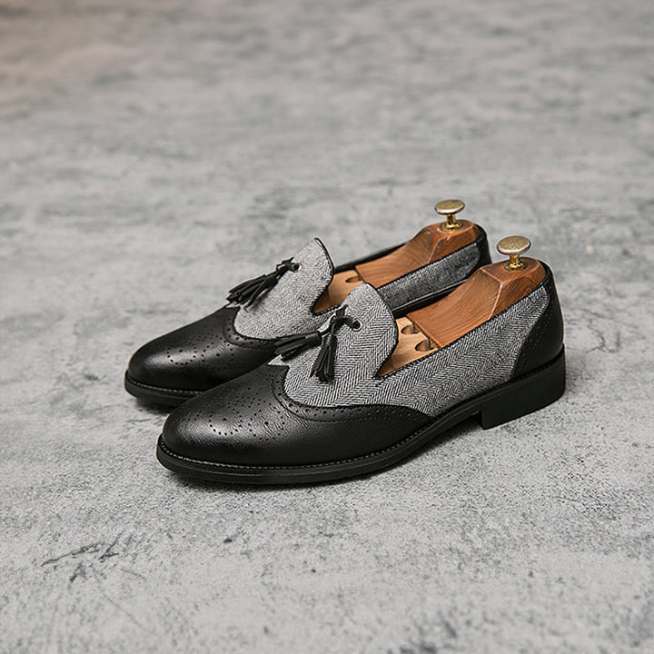 Silvano | Tweed slip-on Loafers met Kwastje en stiksels