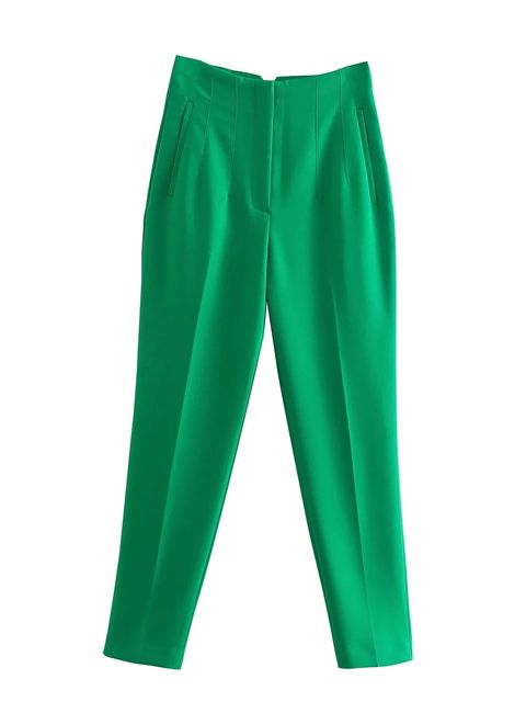CALORA_ Nette Kleurrijke Dames Pantalon met Hoge Taille