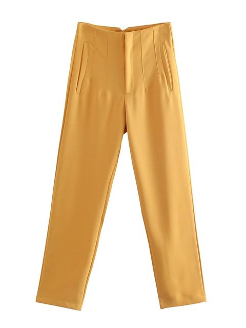 CALORA_ Nette Kleurrijke Dames Pantalon met Hoge Taille