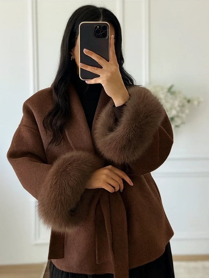 CALORA_ Lace Up Elegance Dames Mantel Voor Stijlvolle Winterlook