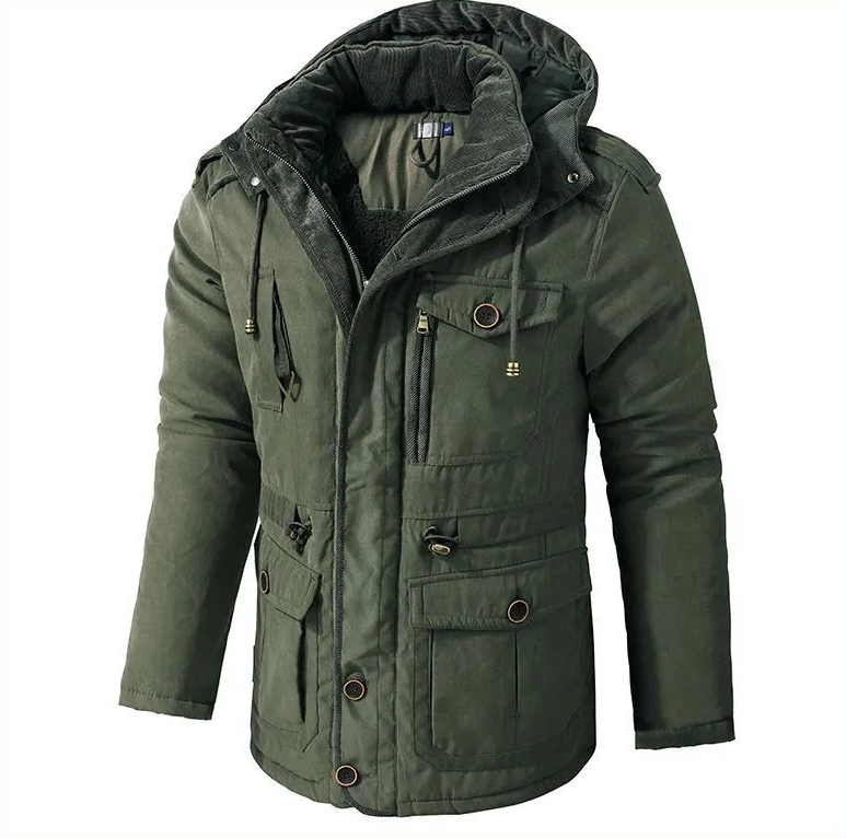 Militaire Parka met warme voering en capuchon