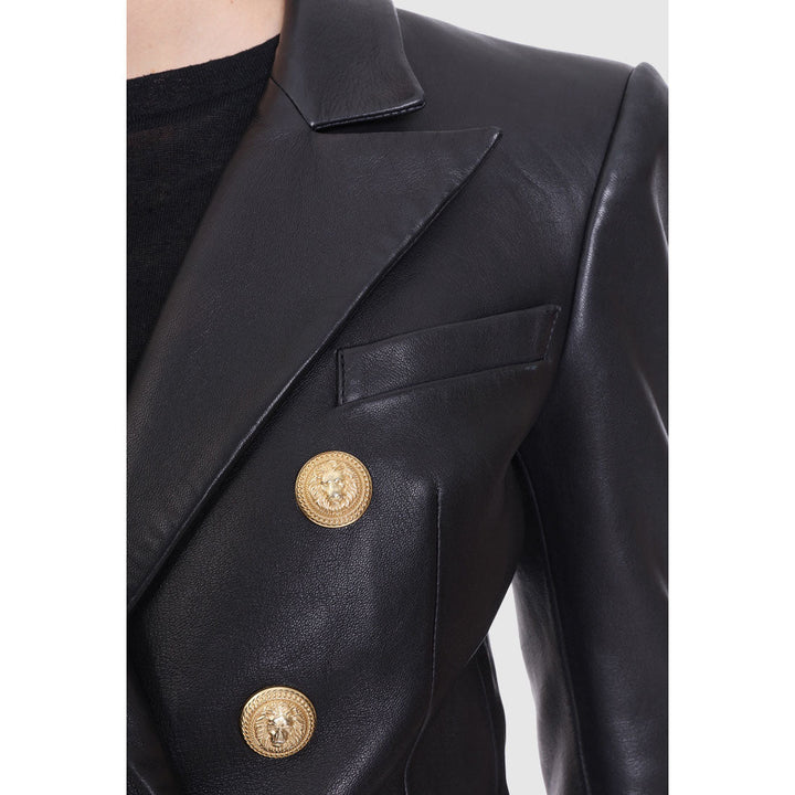 CALORA_ Veda | Dames korte schapenvacht motor leren jas