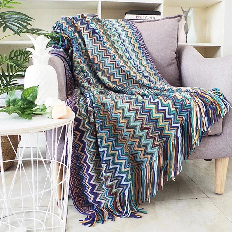 CALORA_ QualityQuilts | Gezellig Boho Plaid Deken Kleurrijk - 130 x 180 cm