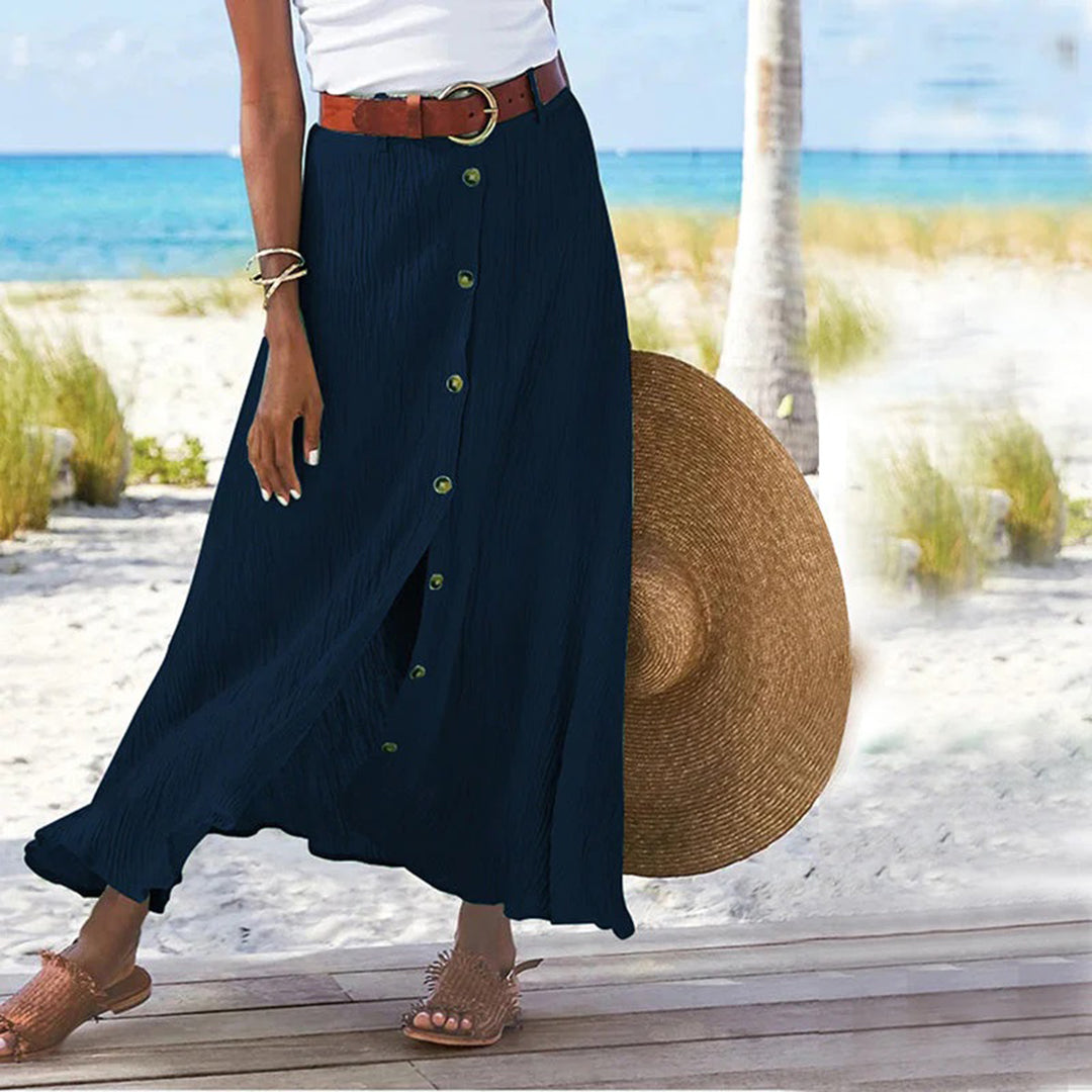 CALORA_ Ula - Maxi-rok met knoopsluiting