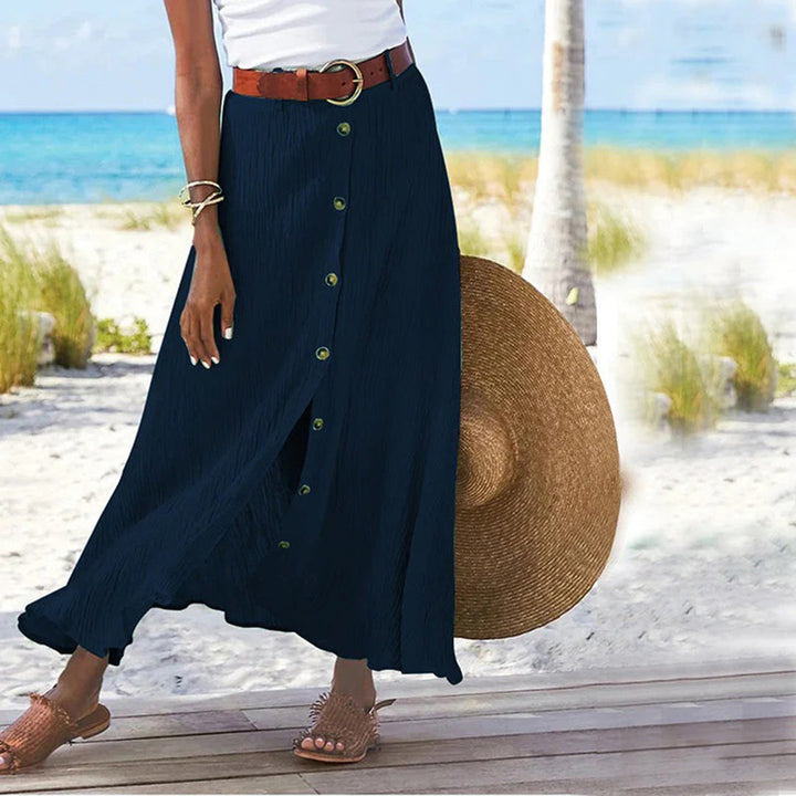 CALORA_ Ula - Maxi-rok met knoopsluiting