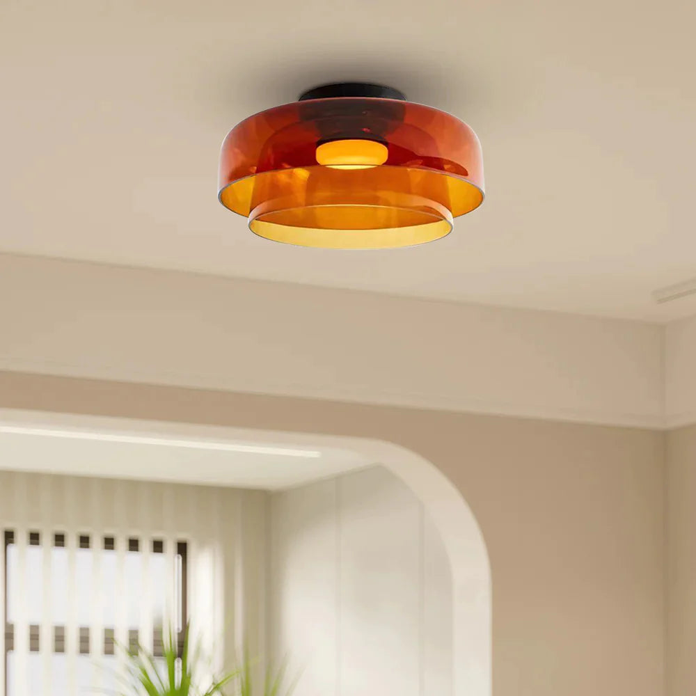 CALORA_ Middeleeuwse Flush Mount Glazen Plafondlamp - D42 x H11cm, D40 x H18cm, D42 x H26cm