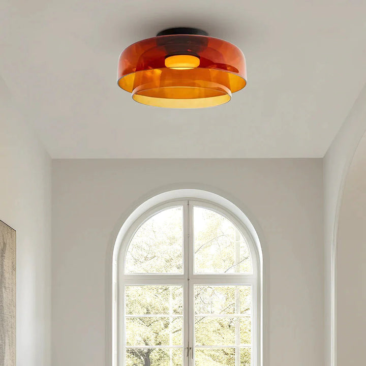 CALORA_ Middeleeuwse Flush Mount Glazen Plafondlamp - D42 x H11cm, D40 x H18cm, D42 x H26cm